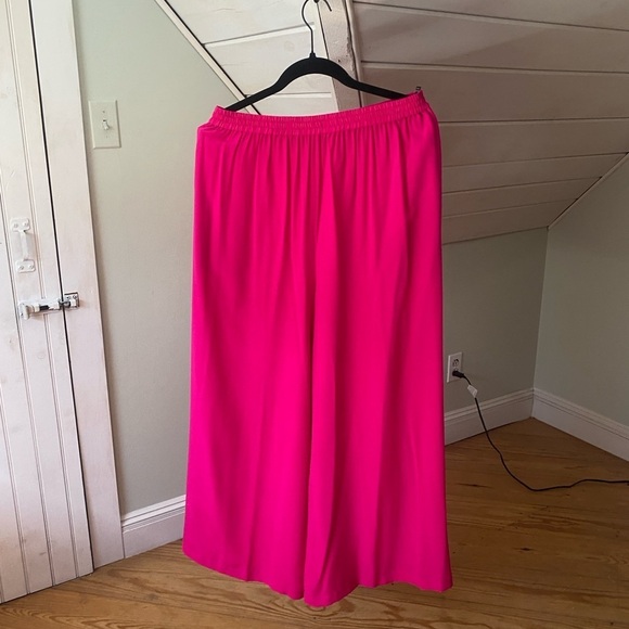 Diane Von Furstenburg 100% Silk Wide Leg Pants Pink Elastic Waistband VTG - Picture 12 of 12